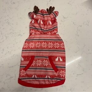Dog or Cat Hoodie Sweater Festive Red Reindeer